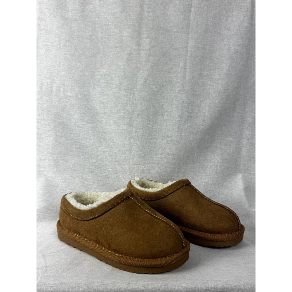 Cat &‎ Jack Kids Chestnut Brown Faux Suede Faux Fur Lined Slipper Clogs Size 11
